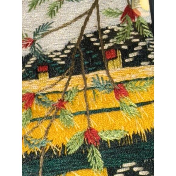 Vietnamese Embroidered Silk Thread Framed Folk Art Handmade Wall Art Harvest - Picture 6 of 9